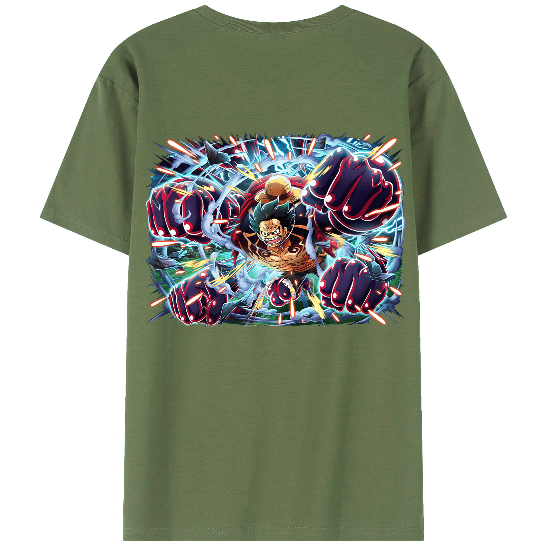 ワンピース モンキー・D・ルフィ ONE PIECE Monkey D. Luffy 綿100％ メンズ半袖Tシャツ（バックプリント） 通気性